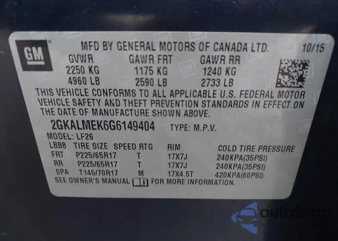 2016 GMC Terrain Sle-1 z USA, uszkodzony, nr VIN 2GKALMEK6G6149404